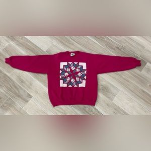 Vintage Style Pink Sweatshirt with Quilted Star
